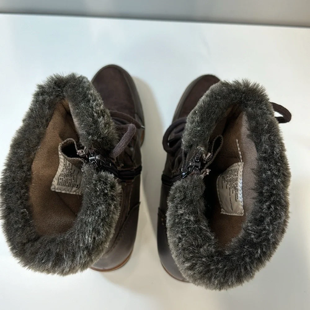 Earth‎ Waterproof Zurich Basel Brown Leather And Faux Fur Boots Size 8